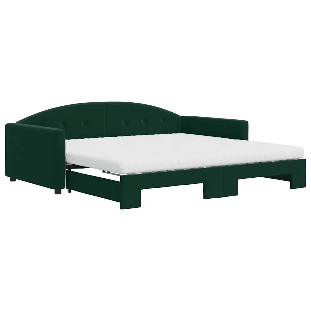Divano Letto Estraibile Materassi Verde Scuro 100x200 Velluto 3197334