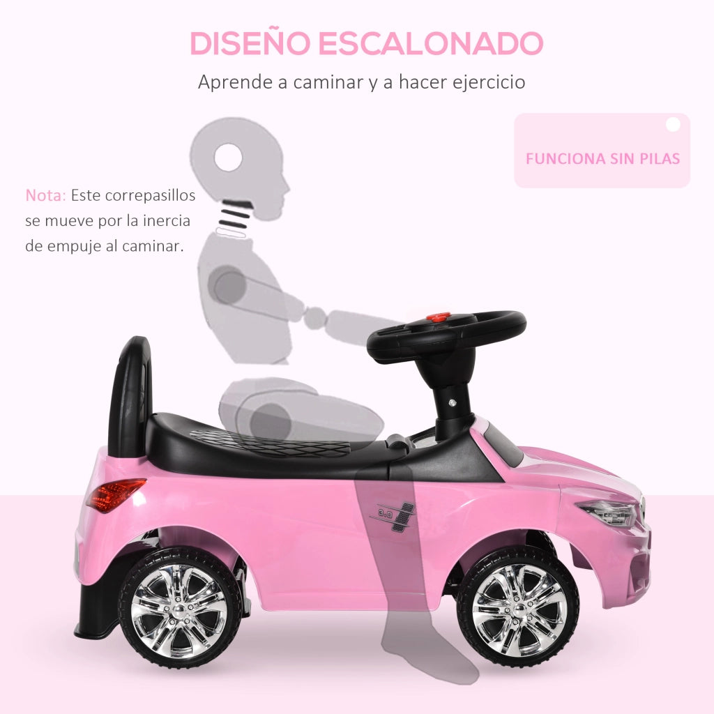 Macchina Cavalcabile per Bambini 18-36 Mesi ¨C Xylo ¨C Rosa con Luci Suoni e Volante