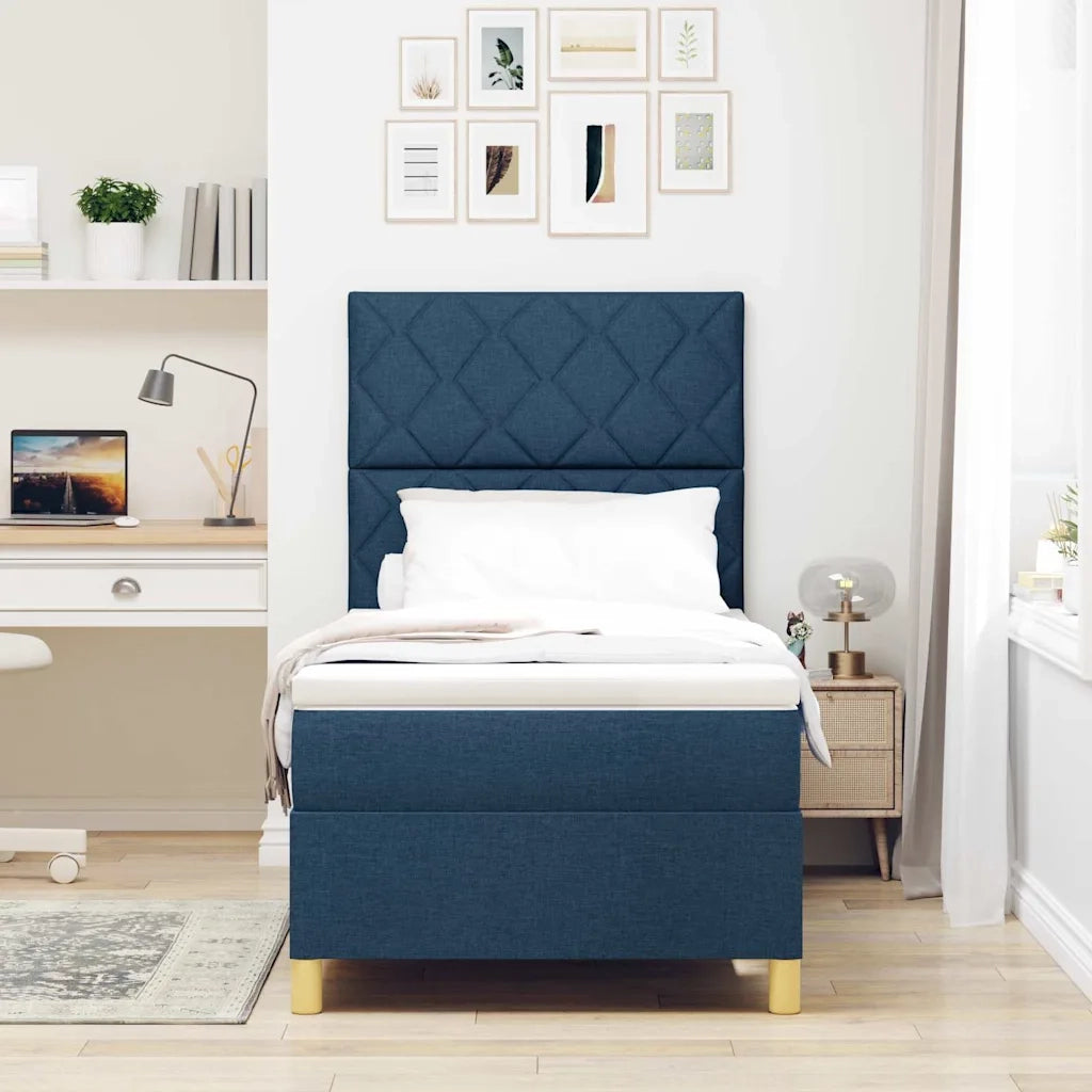 Letto a molle con materasso Blu 90 x 200 cm Tessuto 3343151