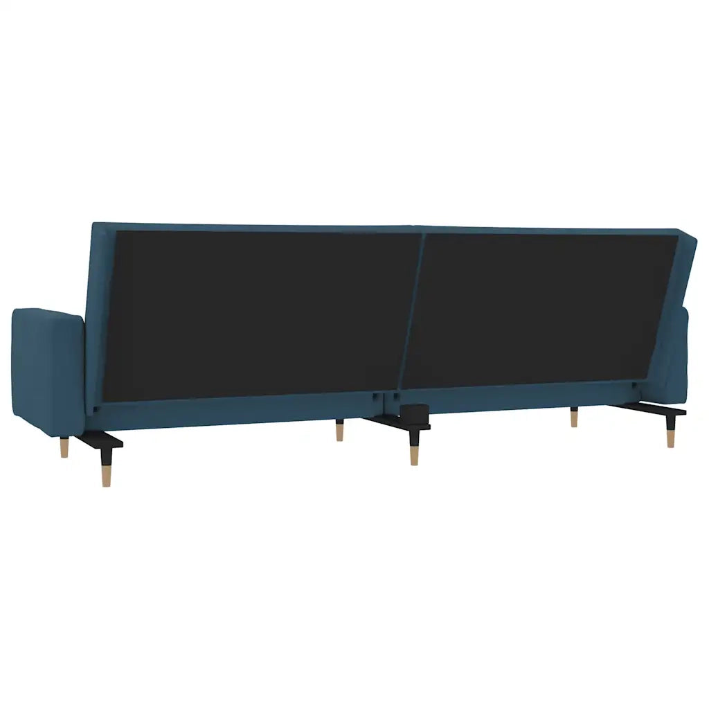 Divano Letto a 2 Posti con 2 Cuscini Blu in Velluto 375748