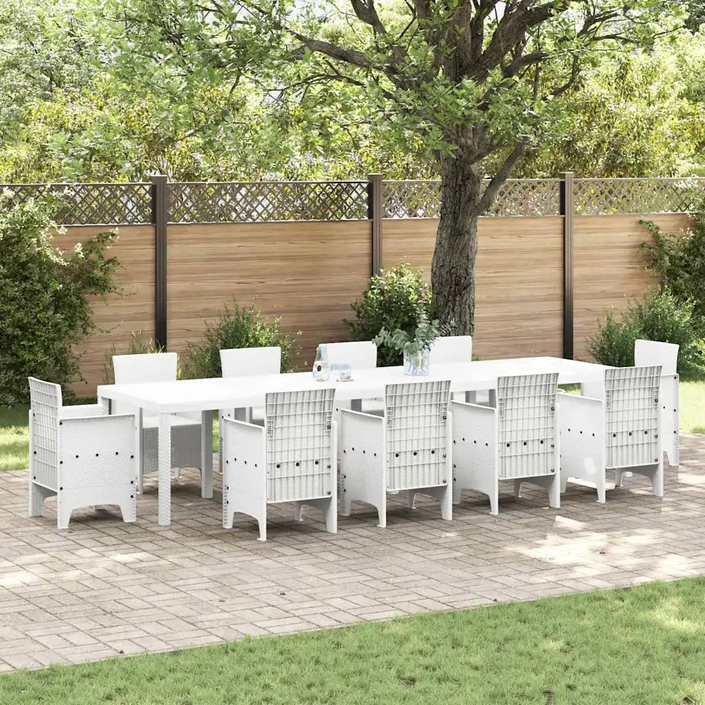 Tavolo da Giardino Bianco 350 x 100 x 74 cm polyrattan