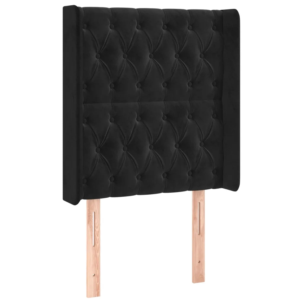 Testiera ad Orecchio-Testata con Orecchie Nera 83x16x118/128 cm in Velluto 902845