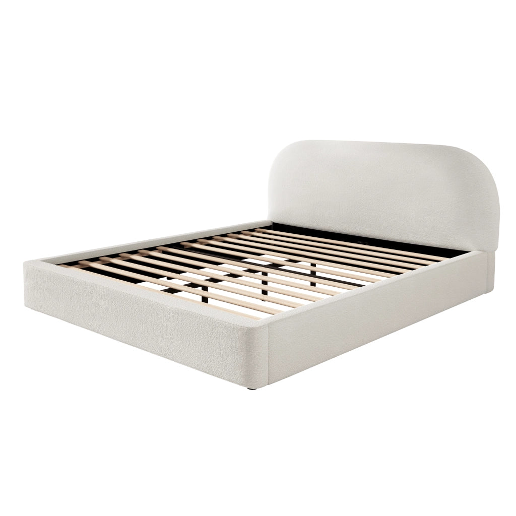 Letto Matrimoniale Imbottito con Testiera ¨C MINIMAL ¨C Boucl¨¦ Beige 180x200