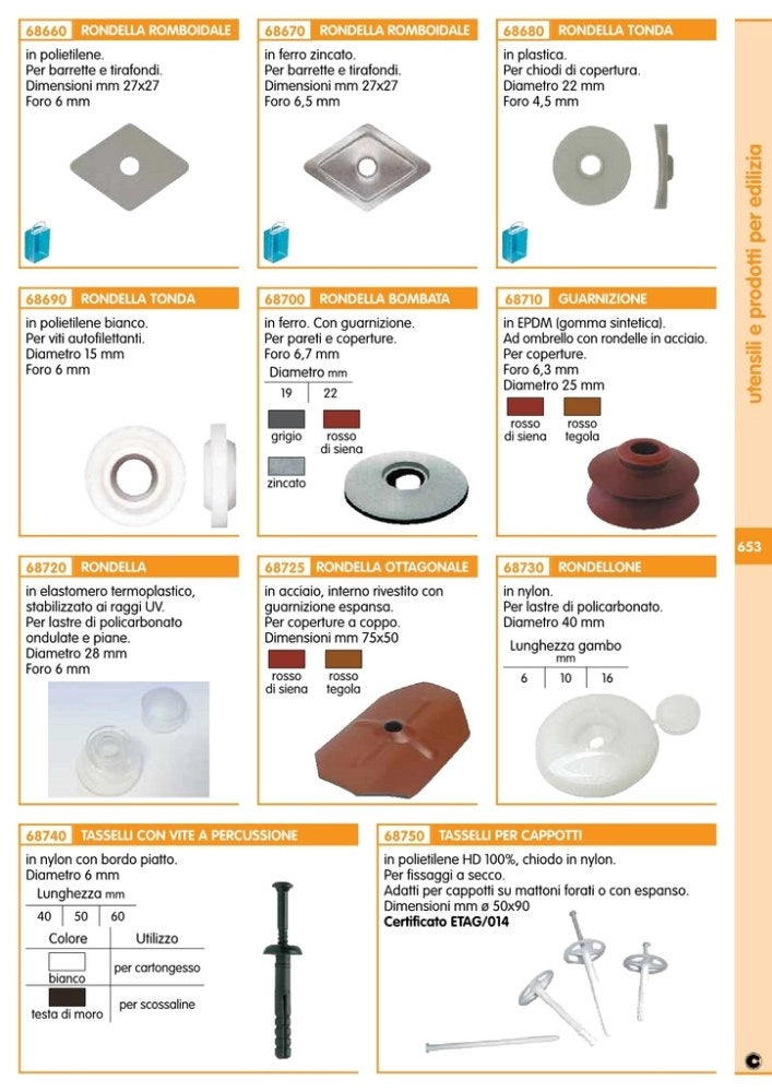 100pz rondella ottagonale acciaio interno rivestito con guarnizione mm 75x50 cod:ferx.56189