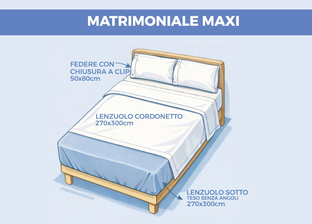 Completo Lenzuola Letto In 100% Cotone Made Italy Disegno Mare - Maxi - Beige