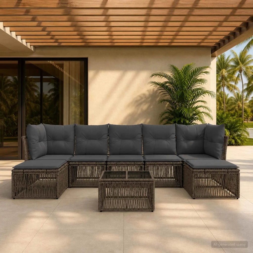 Set Divano da Giardino 8 pcs Grigio polyrattan 3434312