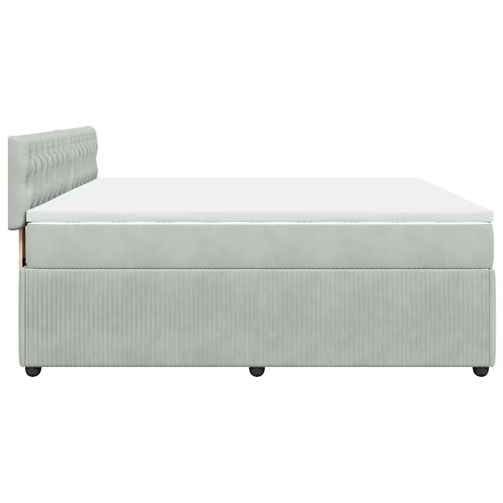 Giroletto a Molle con Materasso Grigio Chiaro 180x200cm Velluto