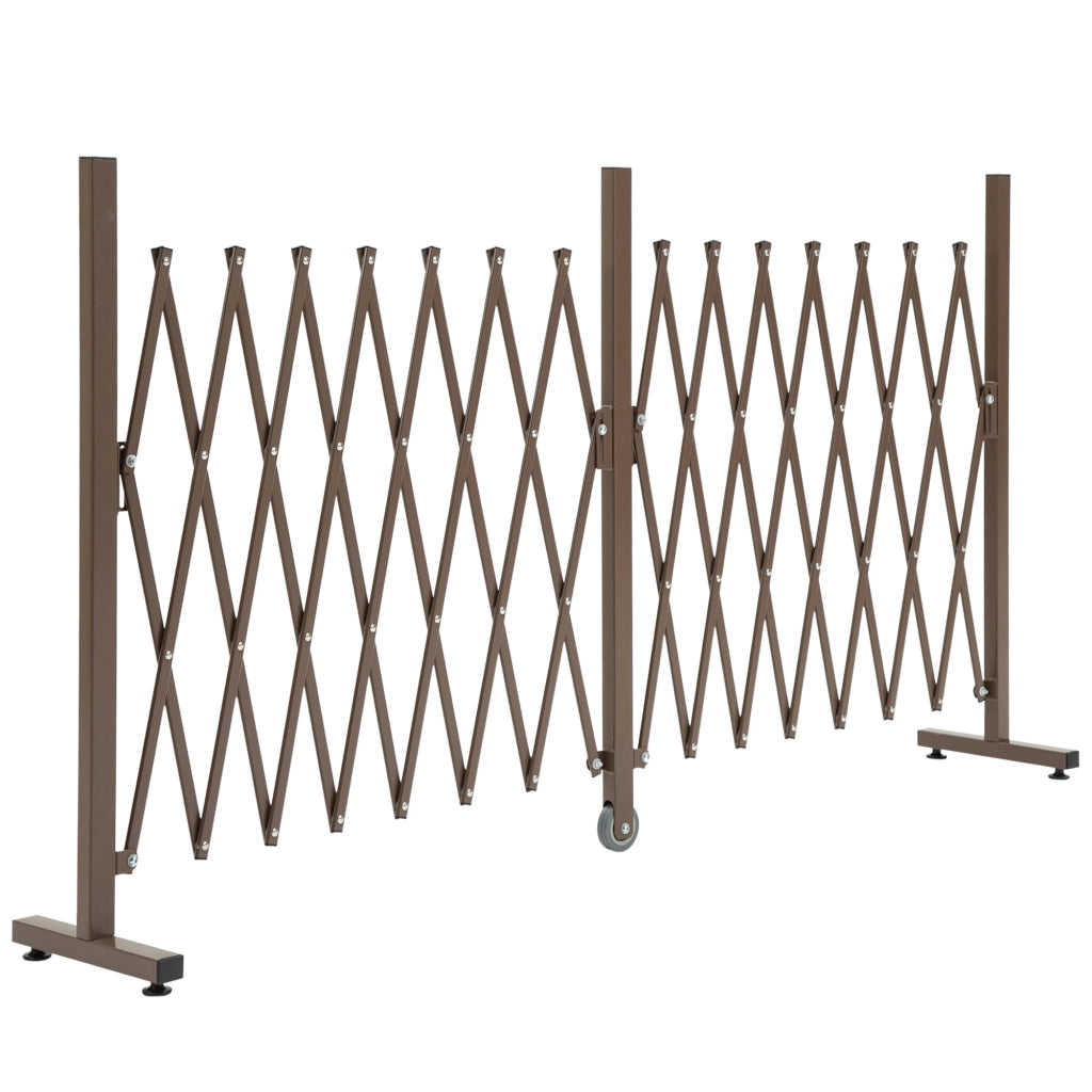 Cancello/barriera a forbice estensibile, 52-405 cm, da giardino, in alluminio, marrone, H103,5 cm
