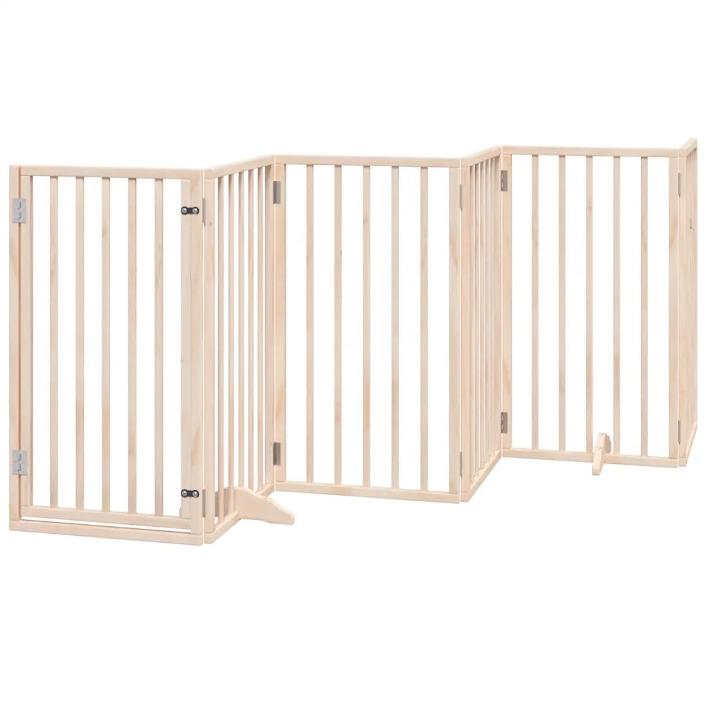 Cancelletto per cani con porta pieghevole 6 pannelli 300 cm in legno di pioppo 352175