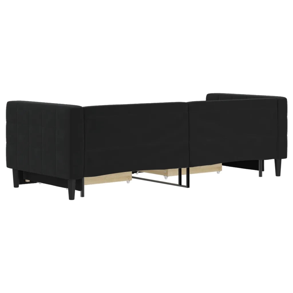 Divano letto | Sof¨¤ letto | Letto singolo Estraibile con Cassetti Nero 80x200 cm in Velluto