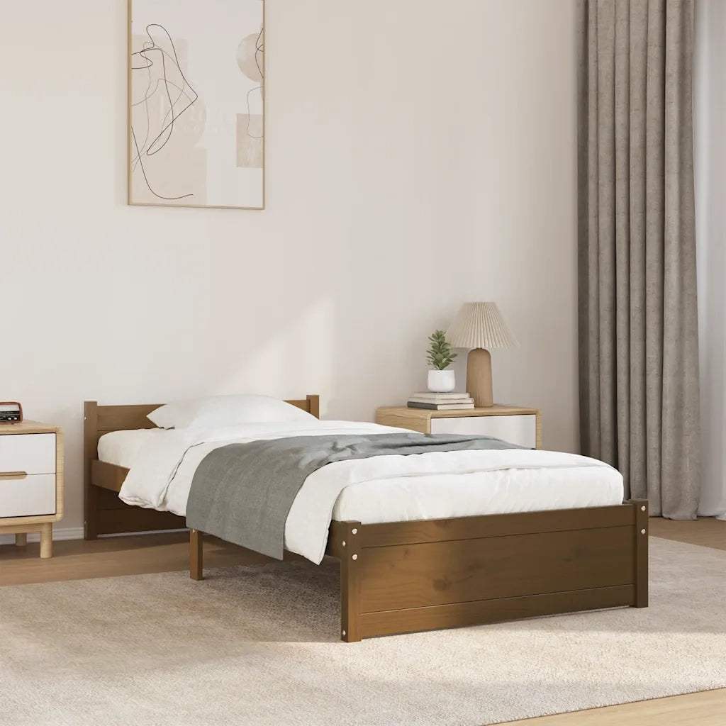 Letto singolo | Letto per adulti | Giroletto senza Materaso Ambra in Legno Massello 75x190 cm