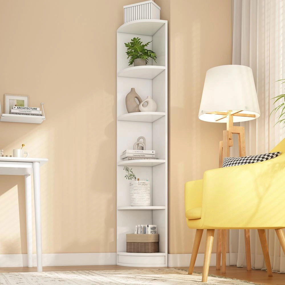 Libreria Angolare - Xylo - 135??54??180 cm - 5 Ripiani MDF Bianco