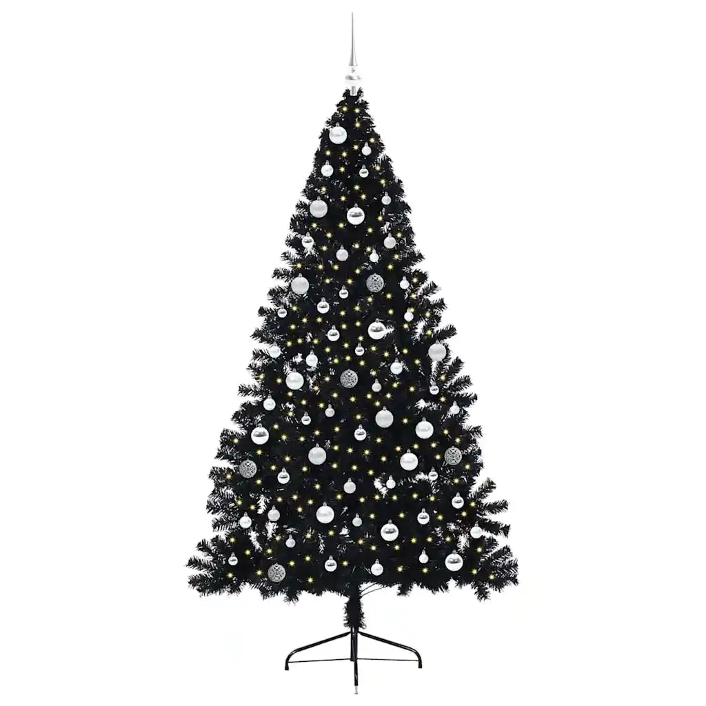 Albero di Natale artificiale con luci integrate Nero 210 cm PVC 3397159