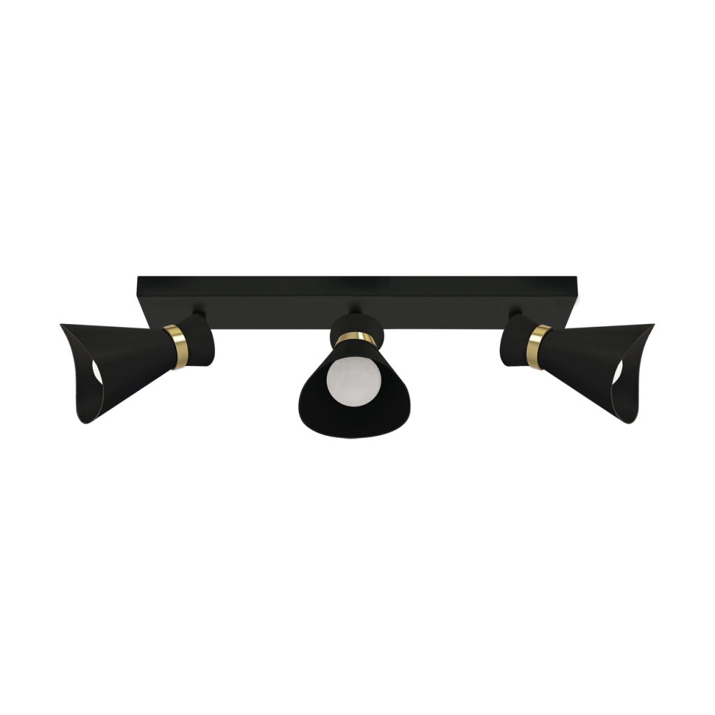 Plafoniera rettangolare nera 3 luci E14 Loreta Struhm