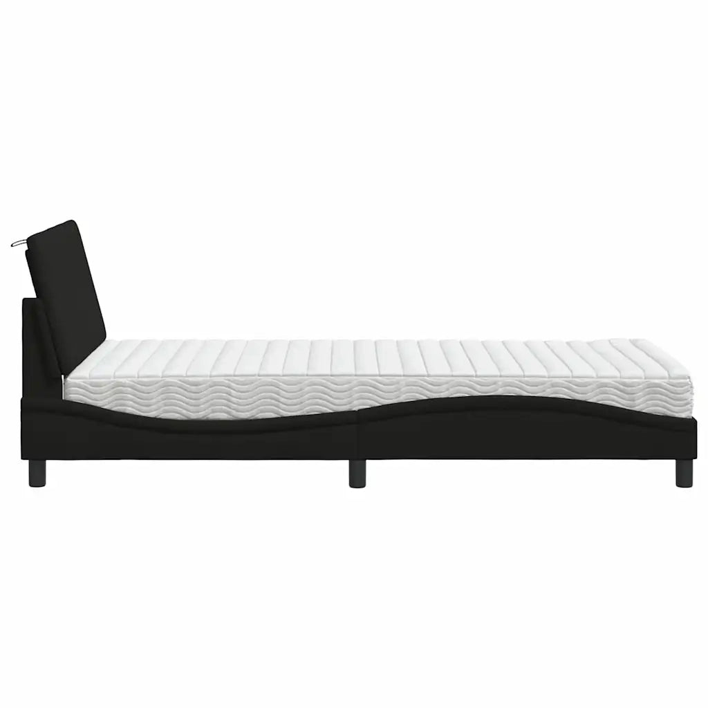 Letto con Materasso Hanko Nero 100x200 cm in Tessuto 3310512
