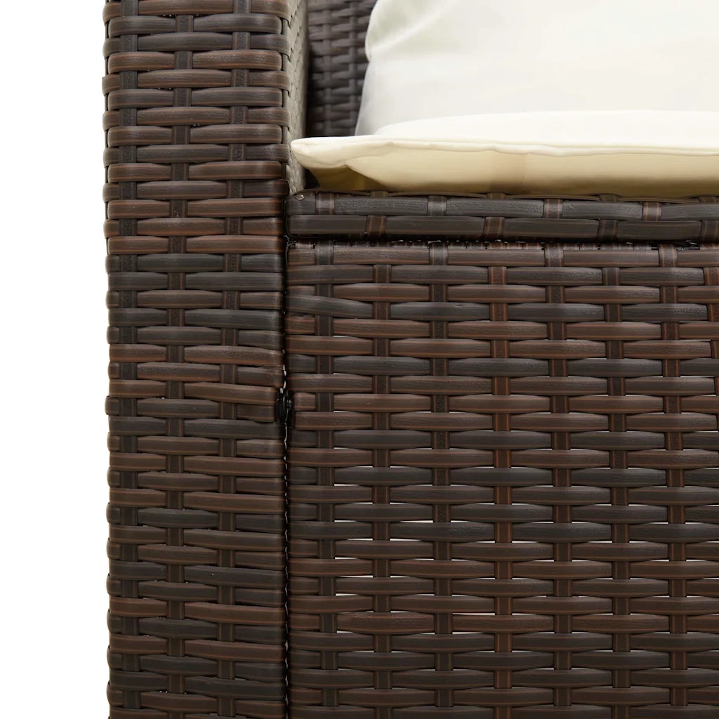 Set Divano da Giardino 5 pz | Set Salotto da Giardino con Cuscini Marrone in Polyrattan