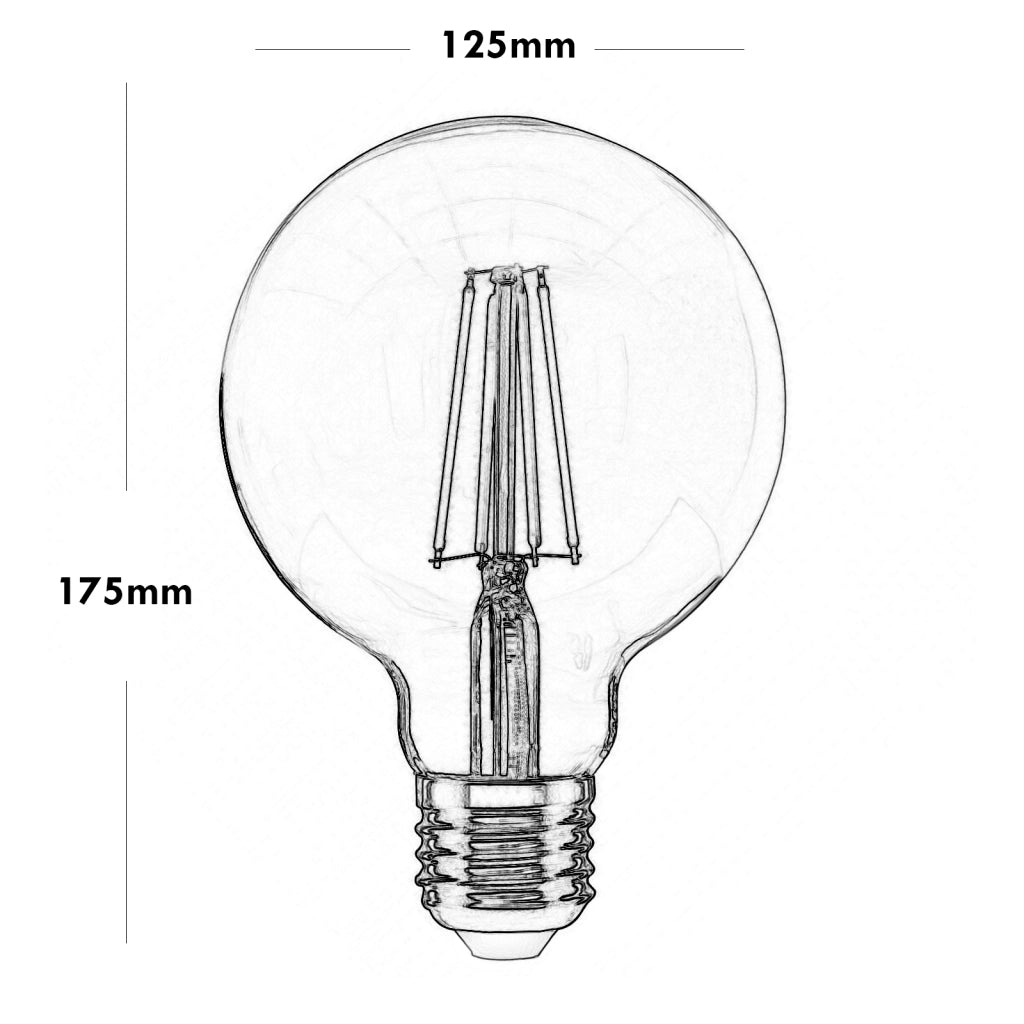 Lampadina G125 globo E27 LED 8W resa 85W lampada palla vetro luce 2700K decorativa pub bar locali taverna