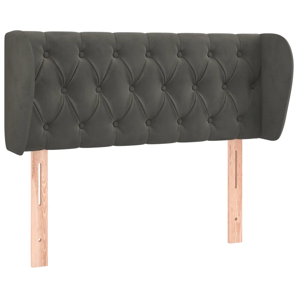 Testiera | Testata ad Orecchio Grigio Scuro 103x23x78/88 cm in Velluto
