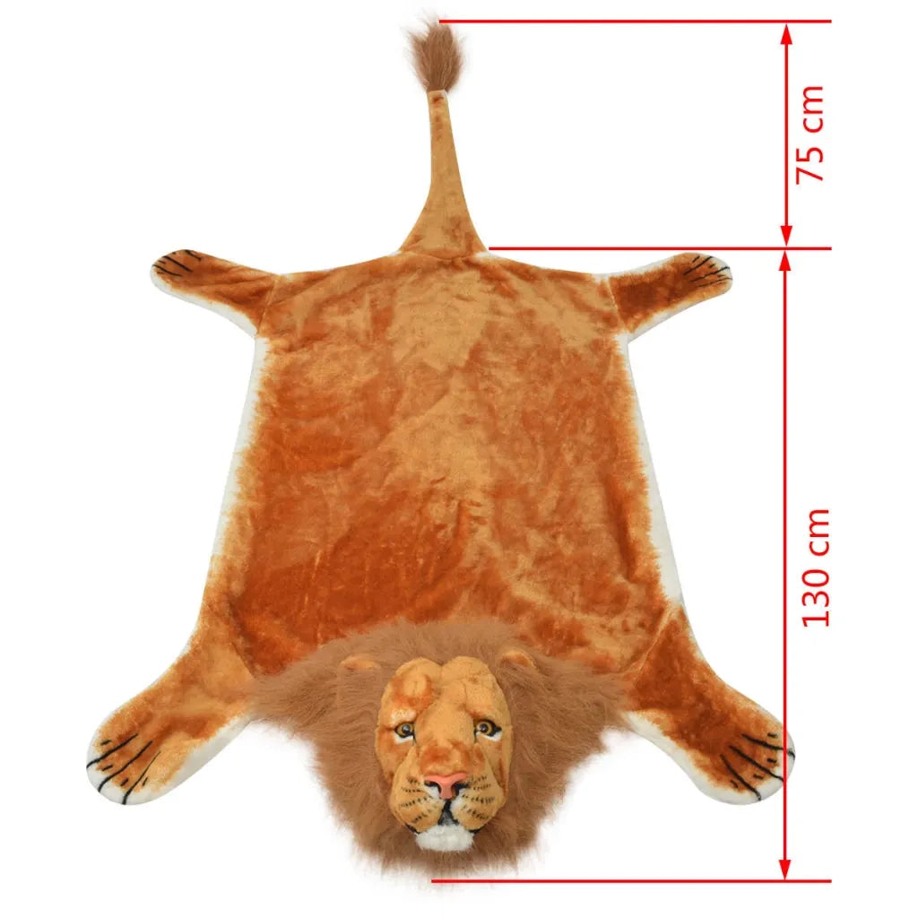 Tappeto di Peluche a Forma di Leone 205 cm Marrone 80172