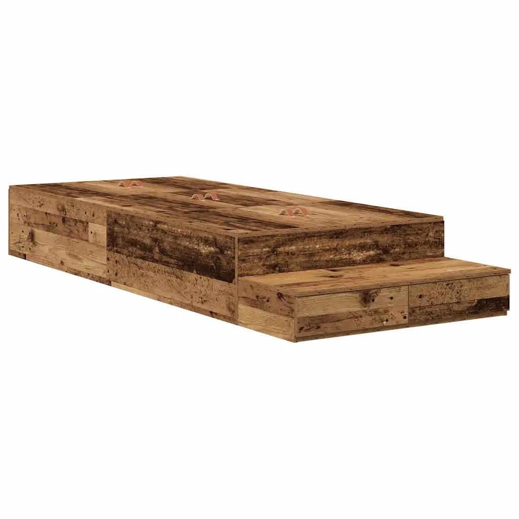 Struttura letto con contenitore-Giroletto con contenitore Legno vecchio 100 cm