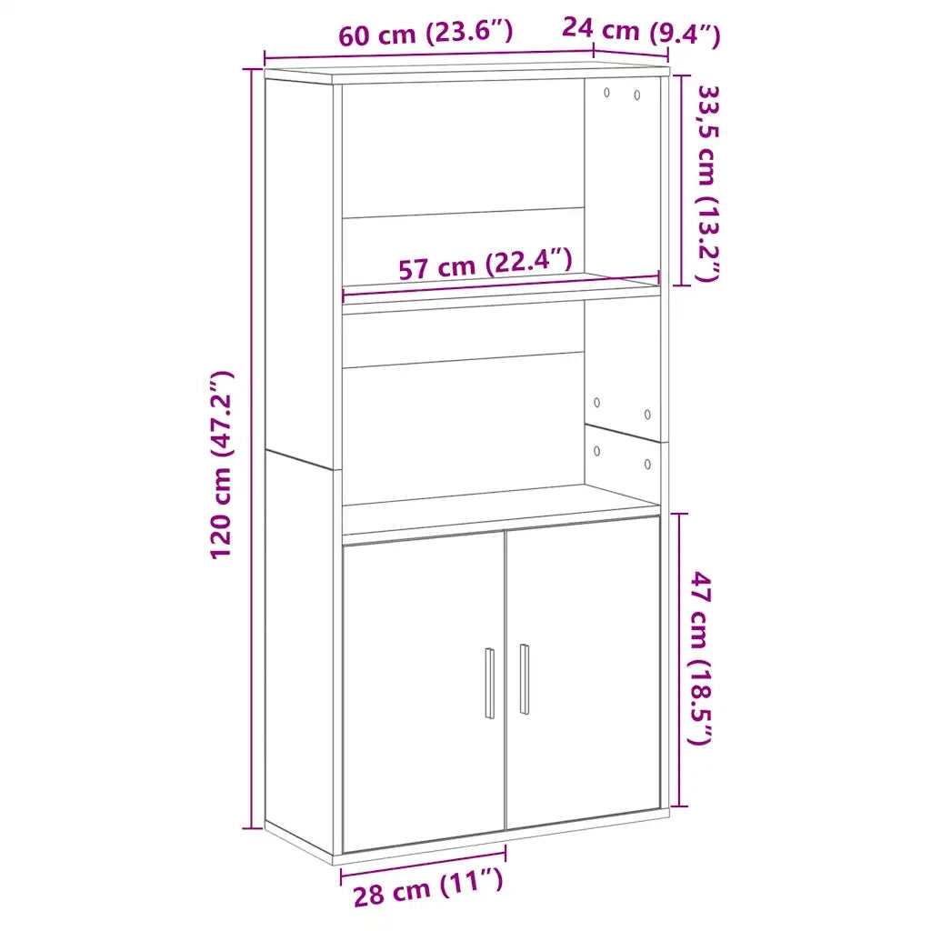 Libreria Legno Vecchio 60x24x120 cm in Legno Multistrato 860425