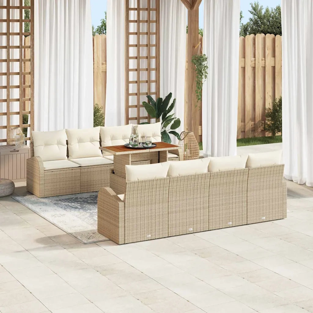 Set Divano da Giardino 9 pcs Beige Poly Rattan 3358297