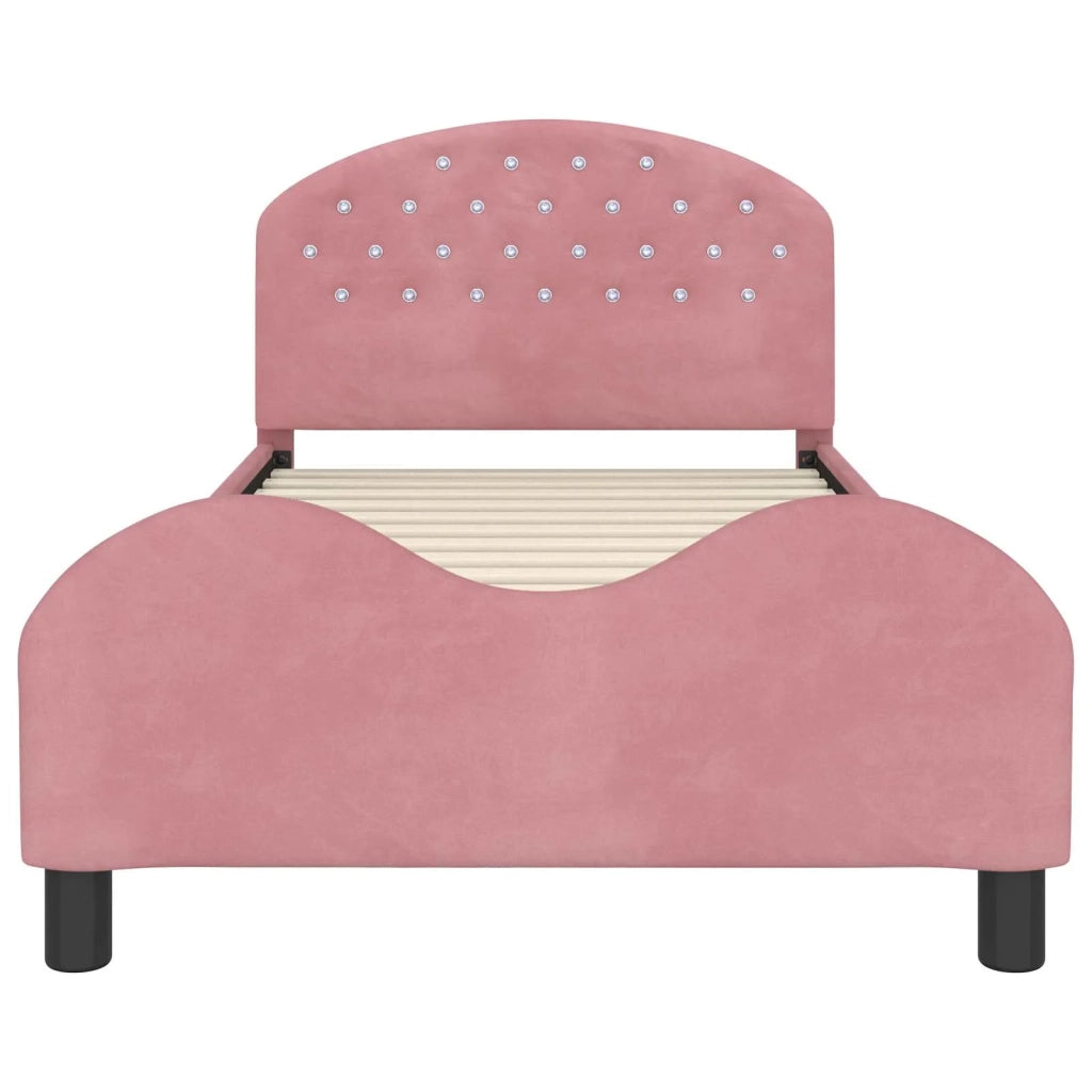 Struttura letto bambini con testata Rosa 90 x 200 cm Velluto