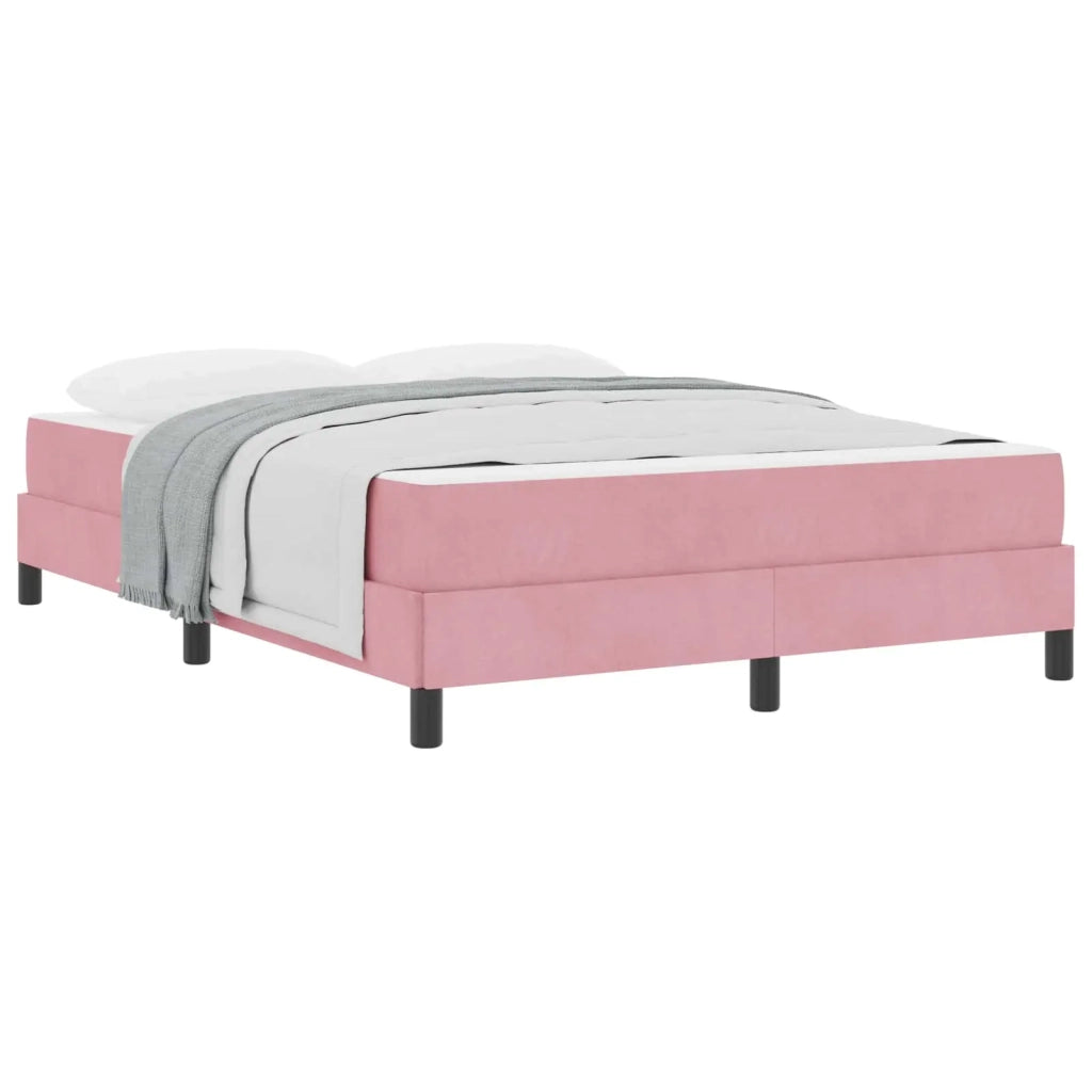 Letto a molle con materasso Rosa 160 x 210 cm Tessuto
