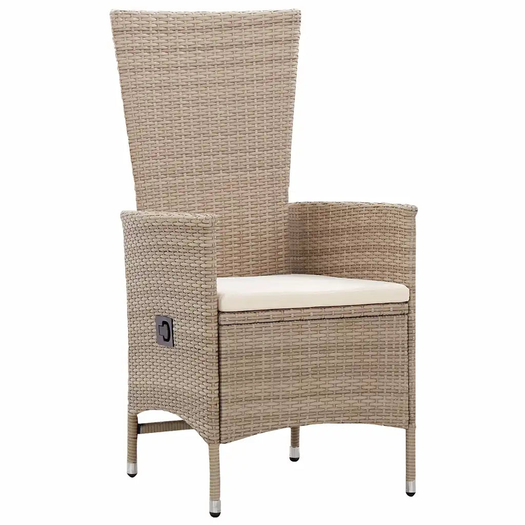 Set da Pranzo per Giardino con cuscino 3 pcs Beige polyrattan