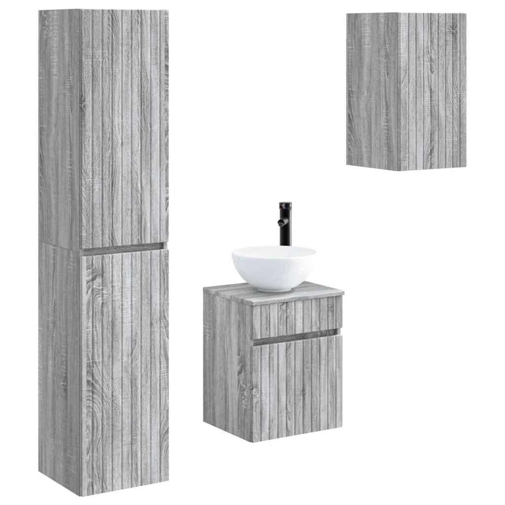 Set di mobili per il bagno 3 pz Sonoma grigio 3406089