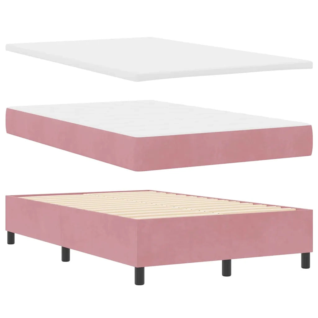 Letto a molle con materasso Rosa 120 x 200 cm Velluto 3339895