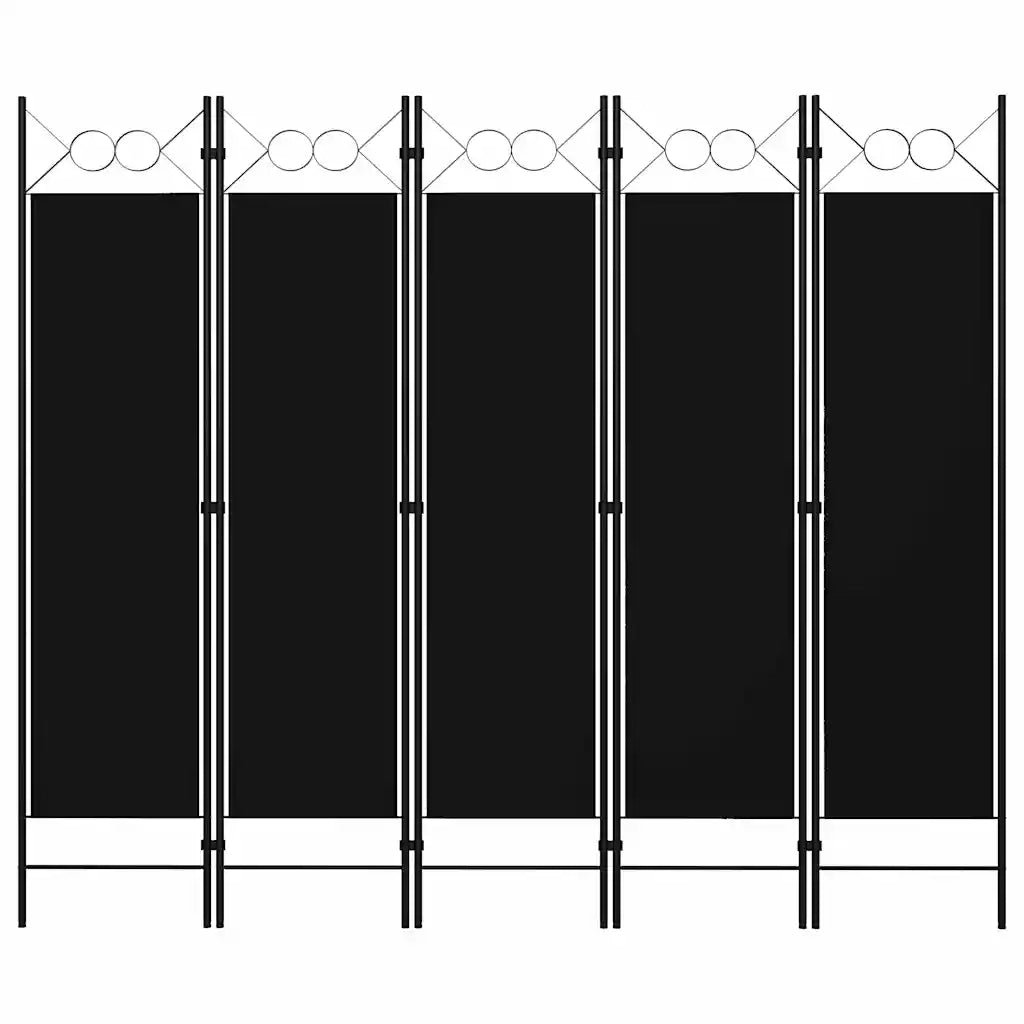 Divisorio Ambienti | Divider per stanze | Paravento a 5 Pannelli Nero 200x180 cm