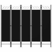 Divisorio Ambienti | Divider per stanze | Paravento a 5 Pannelli Nero 200x180 cm