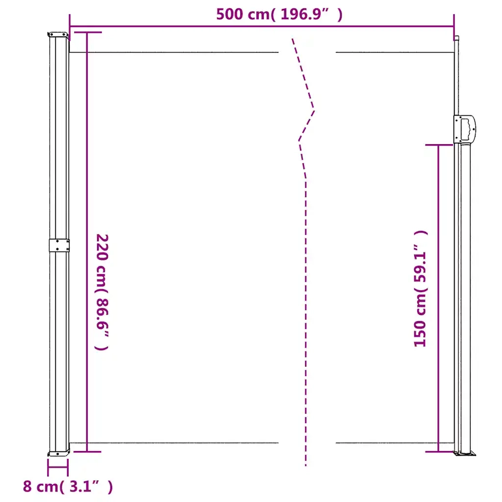 Tenda da Sole Laterale Retrattile Beige 220x500 cm 4004480