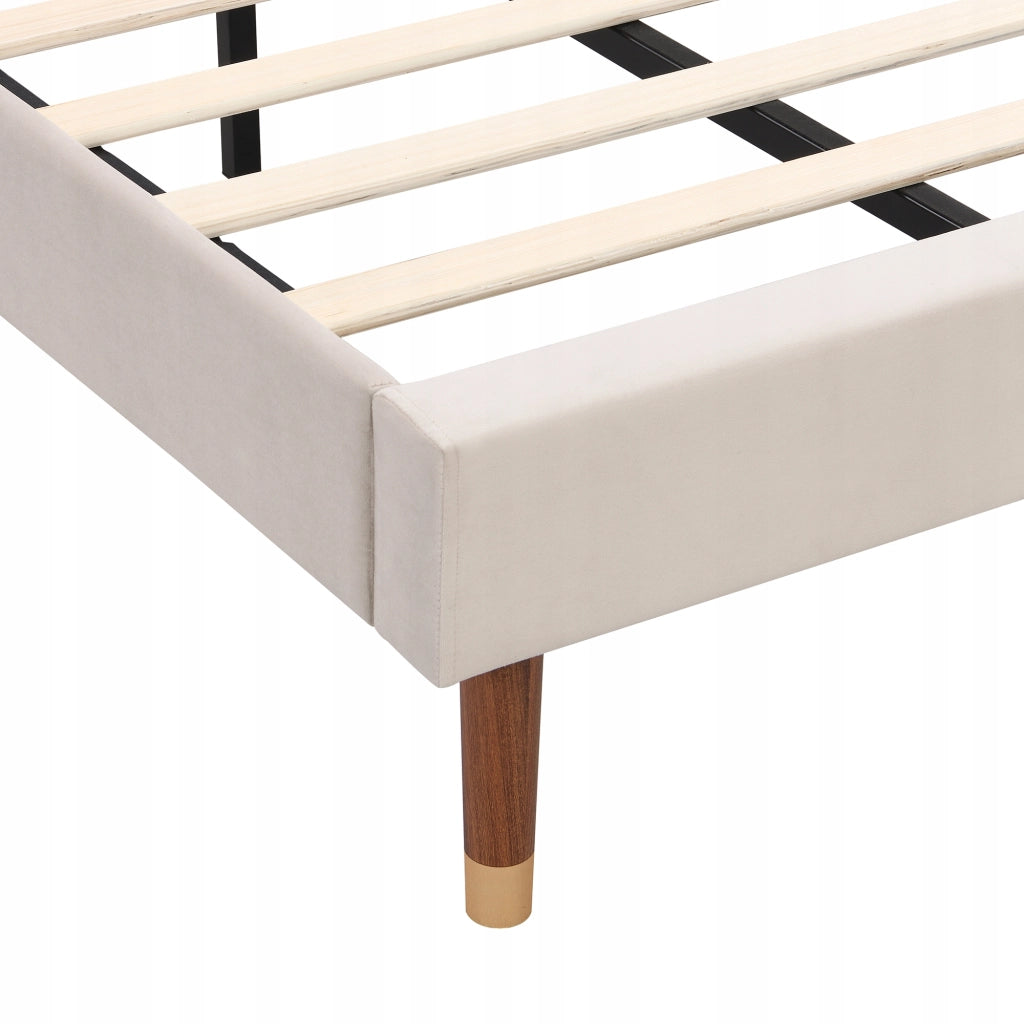 Letto imbottito 90x200 - Xylo - Beige, velluto