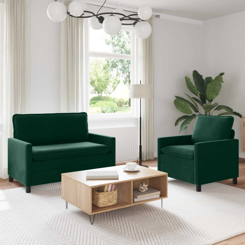Set di divani 2 pcs Verde scuro Velluto 3417027