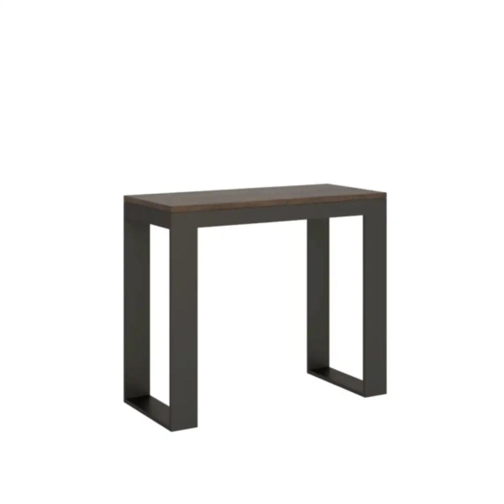 Consolle allungabile 90x40/300 cm Tecno Evolution noce telaio e gambe antracite