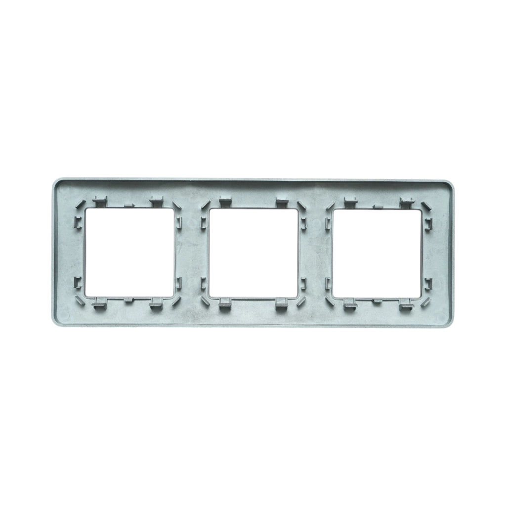 Cornice tripla nera in PC per presa e interruttore 225x83 mm