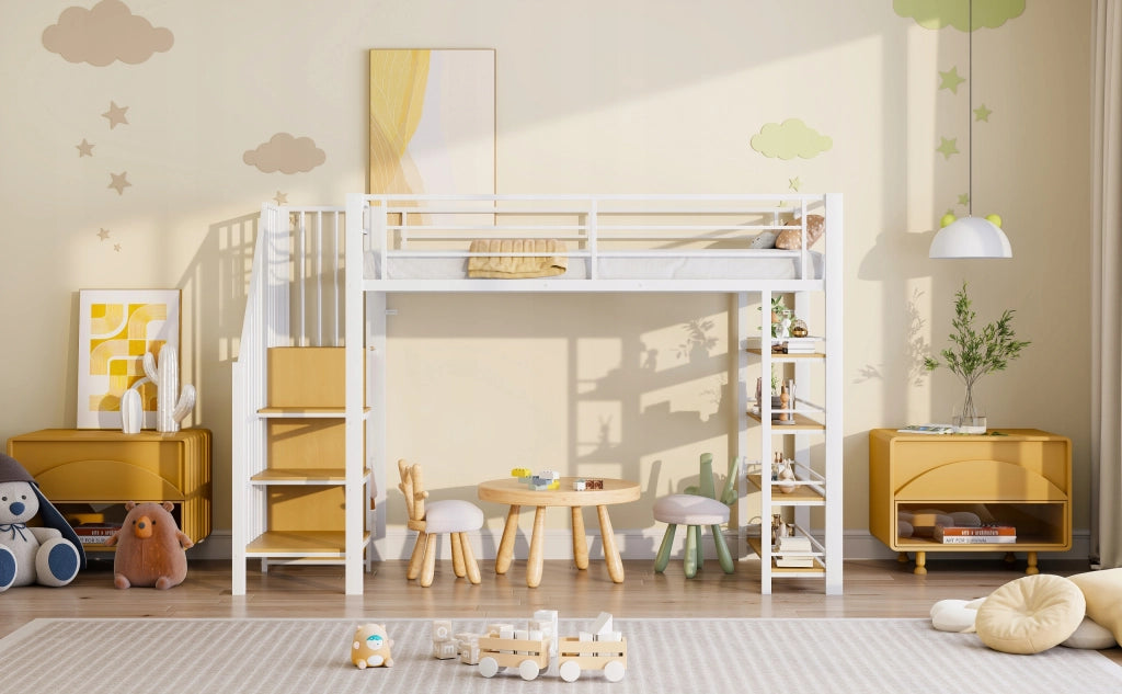 Letto a castello 90x200 - Xylo - Bianco con scala