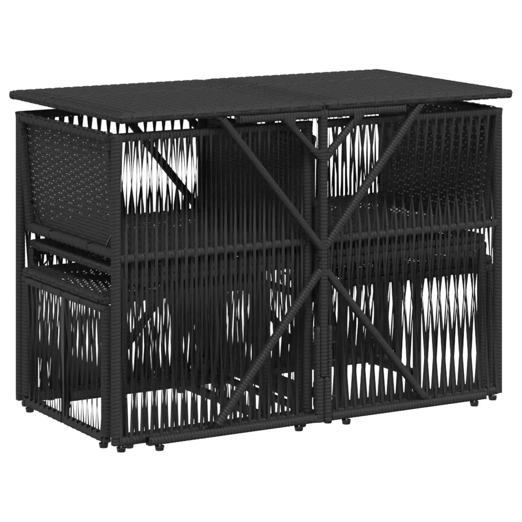 Set da Pranzo da Giardino 7 pz | Set Salotto da Giardino Nero con Cuscini in Polyrattan
