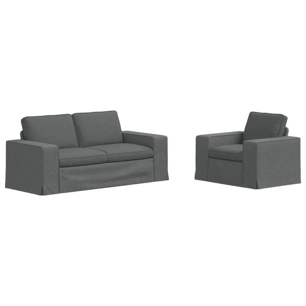 Set di divani 2 pcs Grigio scuro 182 x 80 x 82 cm Tessuto 3407545