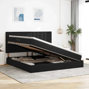 Letto con contenitore e materasso Nero 200 x 200 cm Velluto