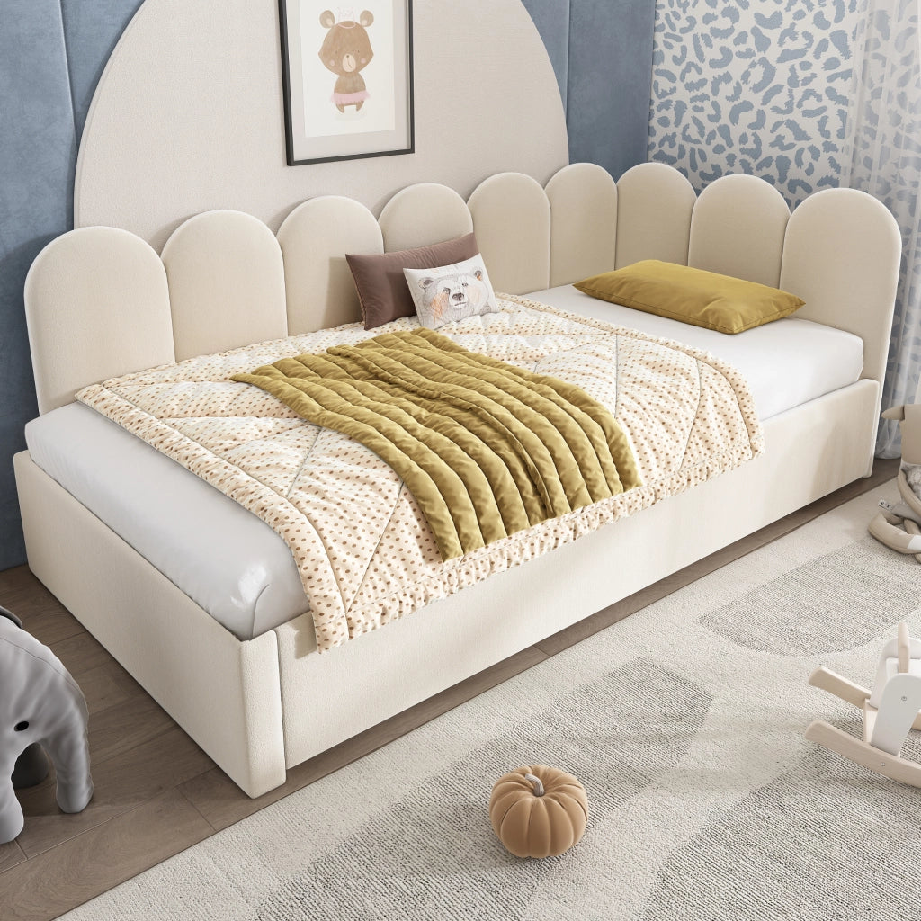 Letto Imbottito con Ausziehbett ¨C MINIMAL ¨C Velluto Beige 90x200 cm