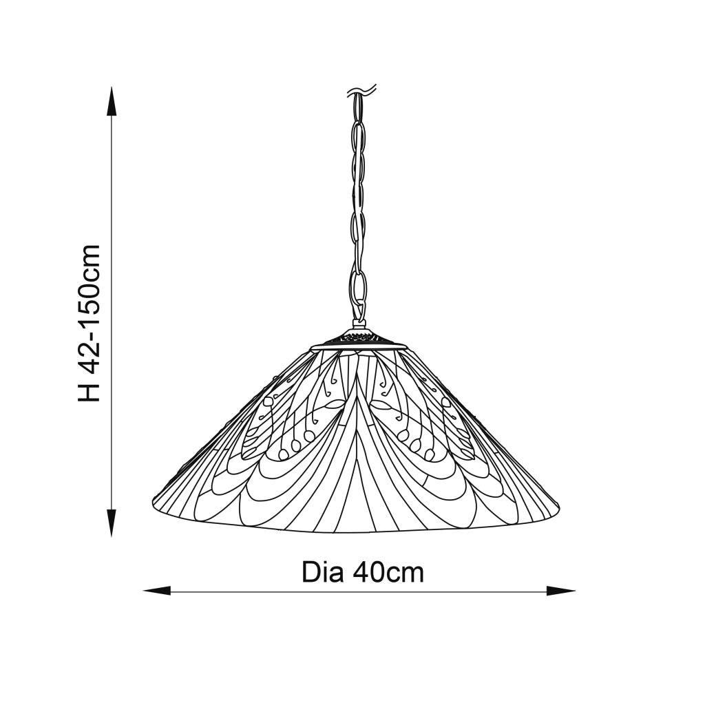 Lampada a sospensione Tiffany cono vetro Hector E27 60W