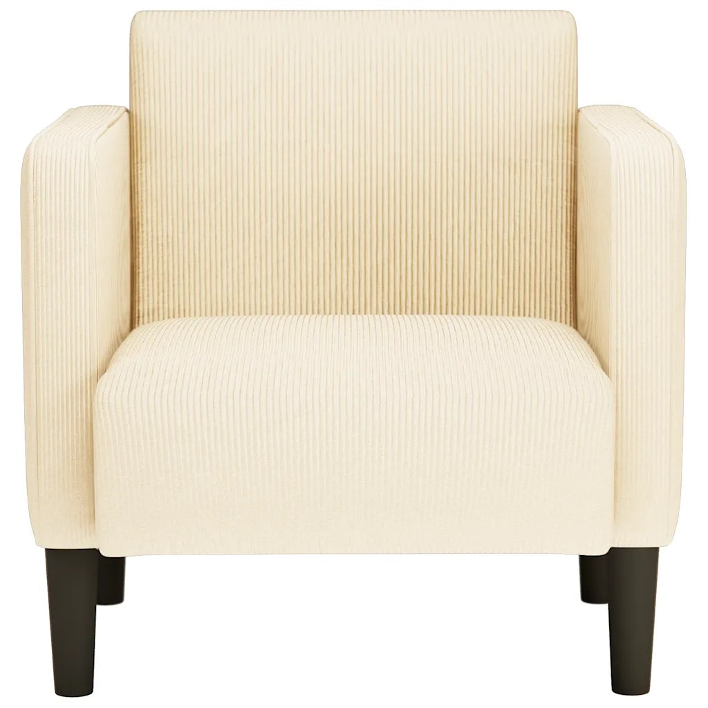 Divano Sedia con Braccioli Crema 54 cm Tessuto a Coste 4100517