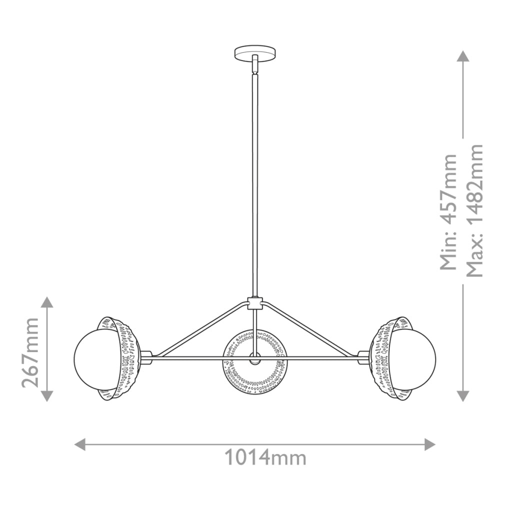 Lampadario Perth boho oro spazzolato rattan 3xE14