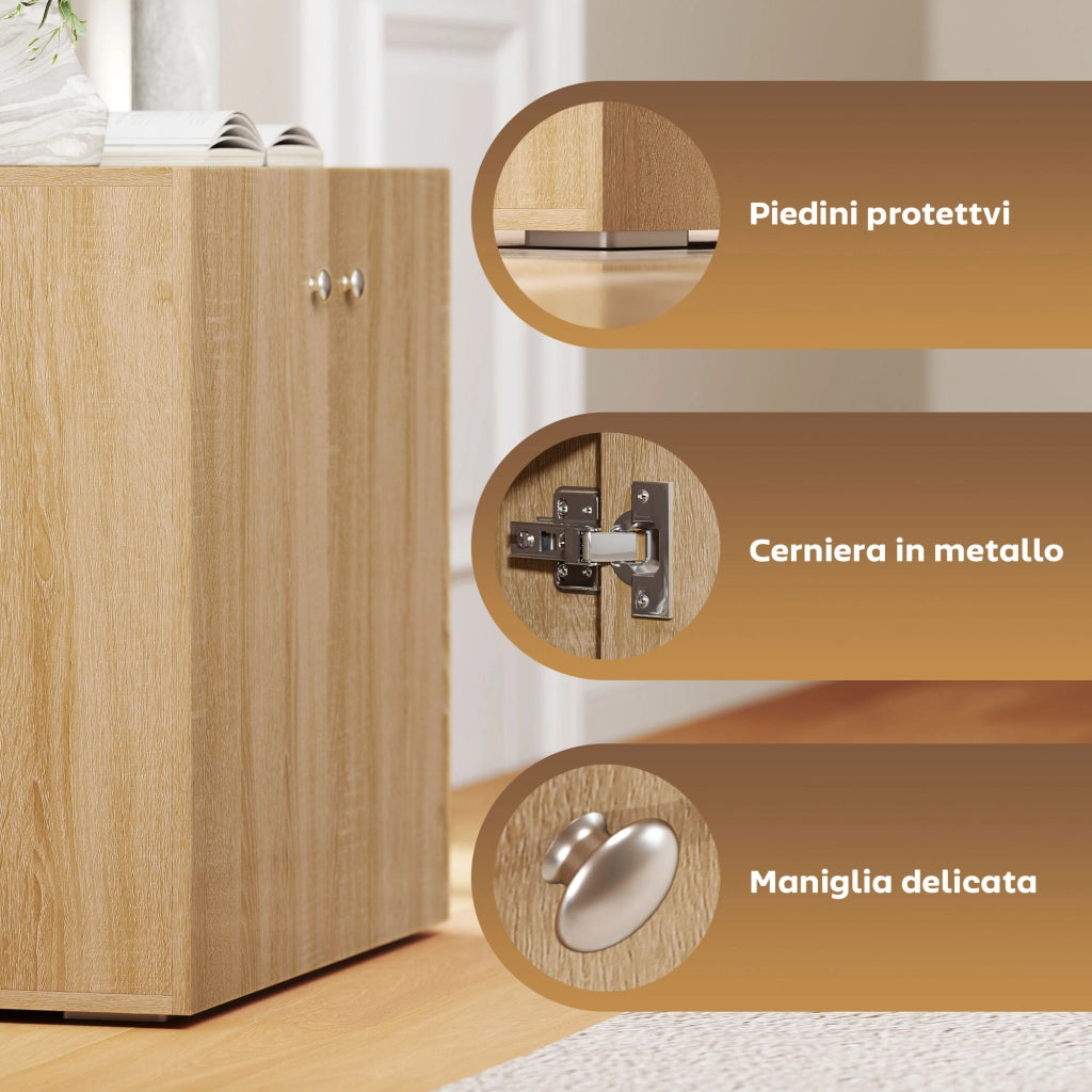 Mobile Multiuso 2 Ante ¨C Xylo ¨C Legno Alluminio 70x39x70cm