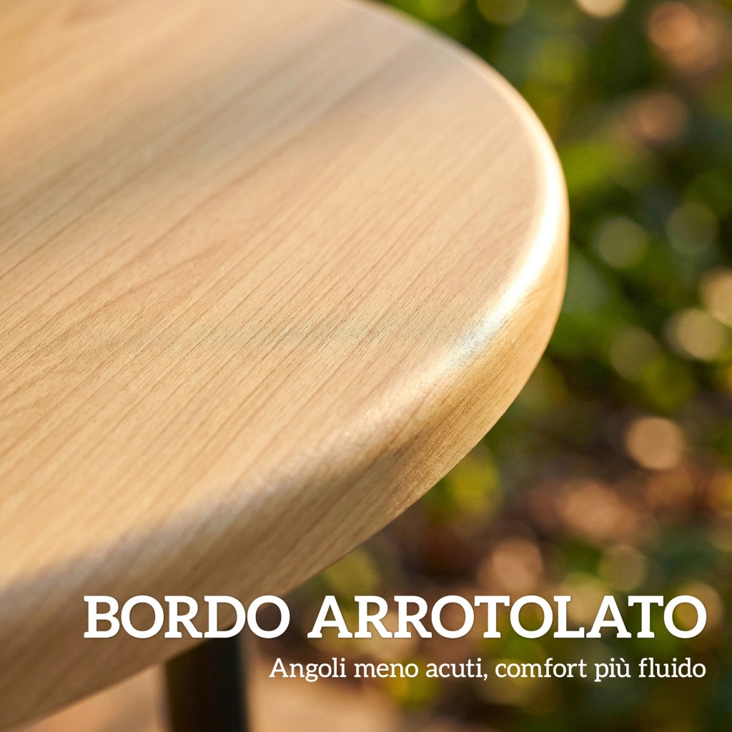 Tavolino da Giardino Rotondo in Metallo ¨C zephmum ¨C Effetto Legno Naturale ?48x51 cm