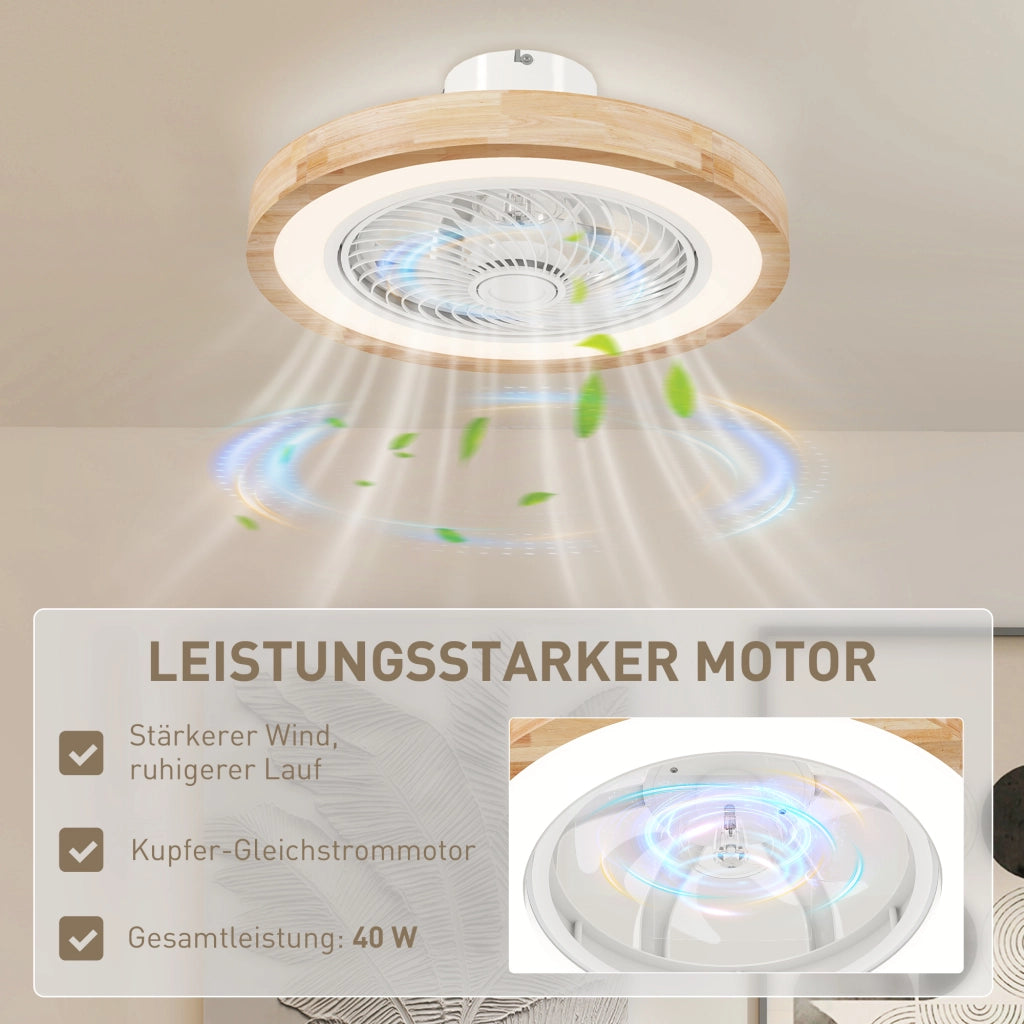 Ventilatore da soffitto con luce e telecomando ¨C Xylo ¨C 6 velocit¨¤, luminosit¨¤ regolabile, marrone chiaro