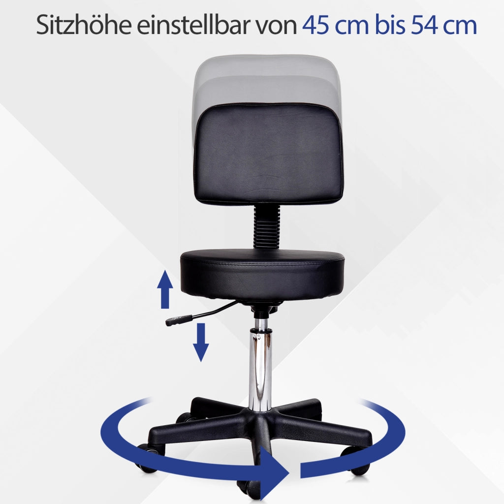 Sgabello regolabile con schienale ¨C Minimal ¨C Nero 72-84 cm